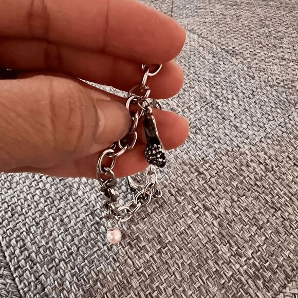 Vintage Y2k silver charm bracelet, fashion charms, purse sandal‎ boot pink beads - Picture 5 of 5